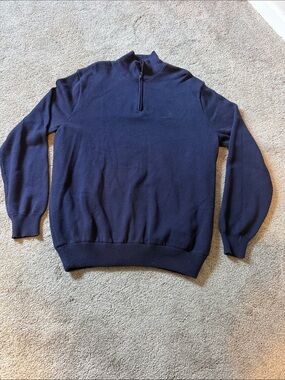 Polo Golf Ralph Lauren Men's Pima Cotton Nylon-Lined Navy Quarter-Zip Sweater